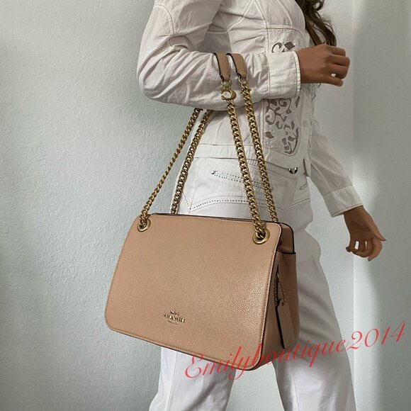 NWT Coach Retail Bryant Convertible Carryall Beachwood Leather Bag Crossbody - Picture 2 of 13